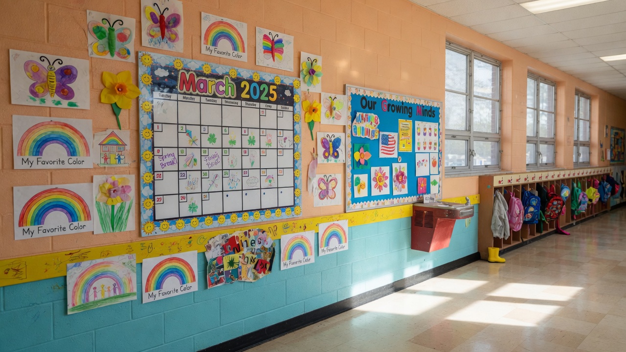 A classroom calendar with kids’ photos